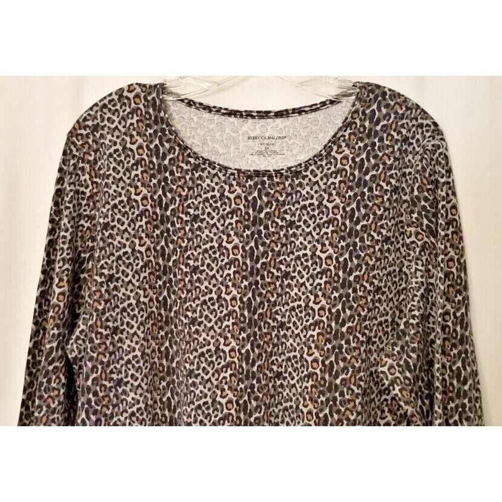 Women's Top Blouse Rebecca Malone 3/4 Sleeve Animal Print Plus Size 2X